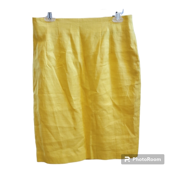 Classique Entier 100% Linen Pencil Skirt Canary Size 14 NWT - Picture 2 of 14